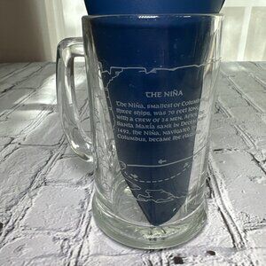 Christopher Columbus The Nina - Ship Glass Beer Mug 14 oz Compass Bottom